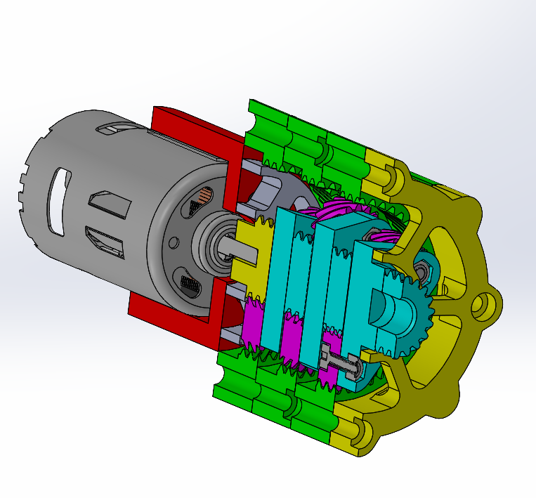 Standing desk gearbox CAD and printed parts