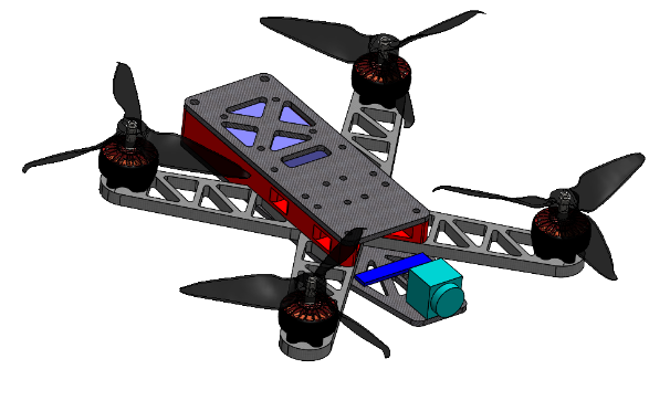 Custom FPV drone CAD assembly
