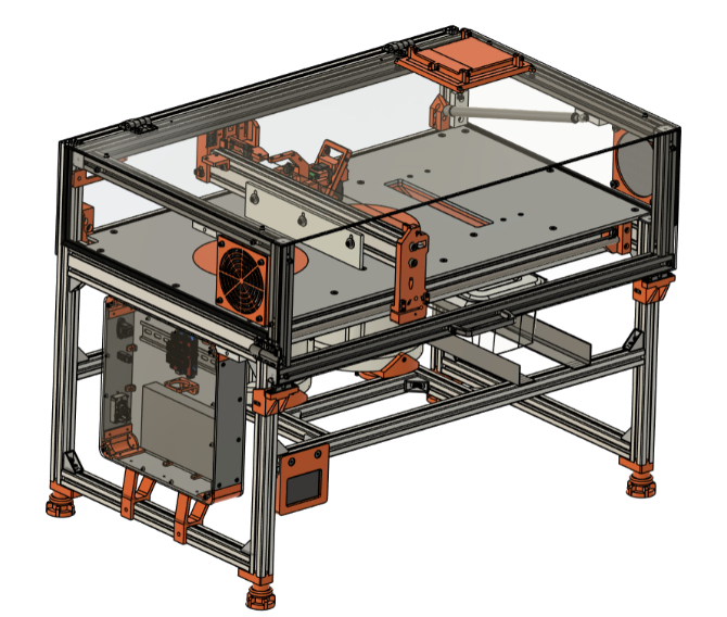 Full CAD assembly of the binder-jet bone printer