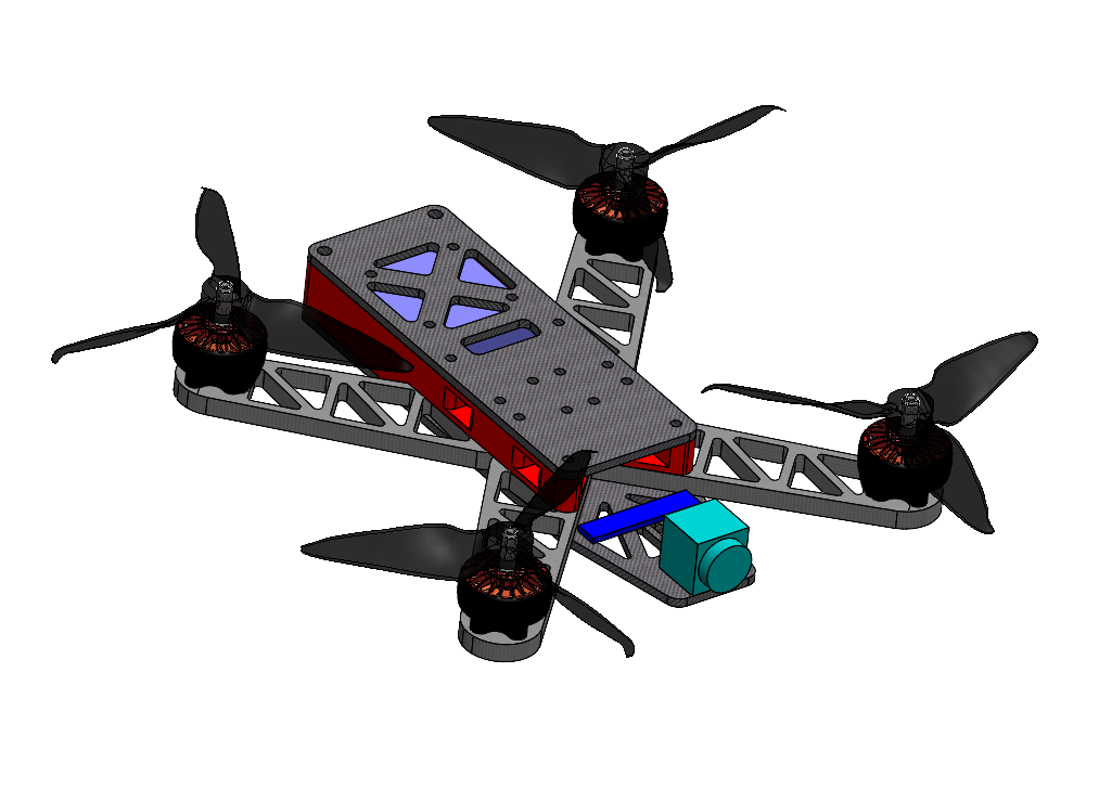 FPV drone assembly with mocked electronics
